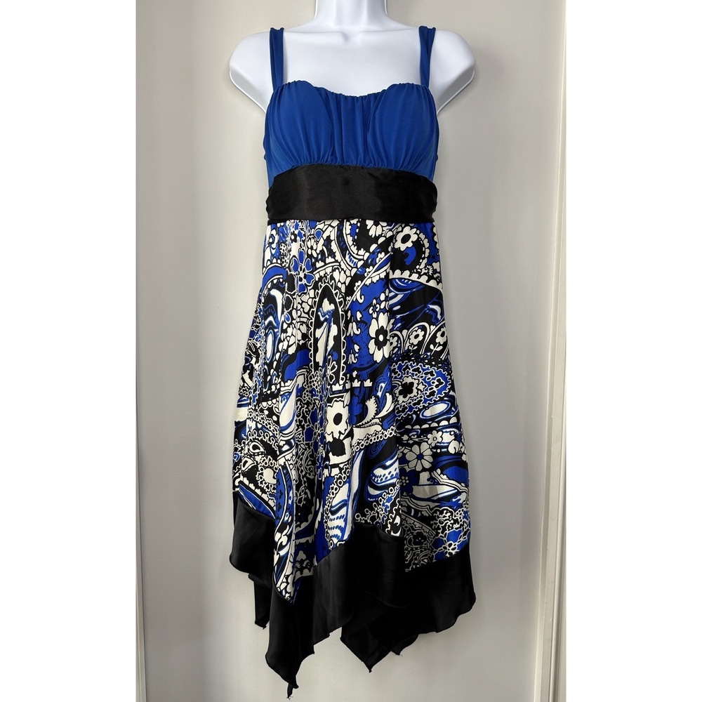 VTG 90s Y2K My Michelle Babydoll Womens Dress 5 Blue Asymmetric Whimsy Vamp Edgy